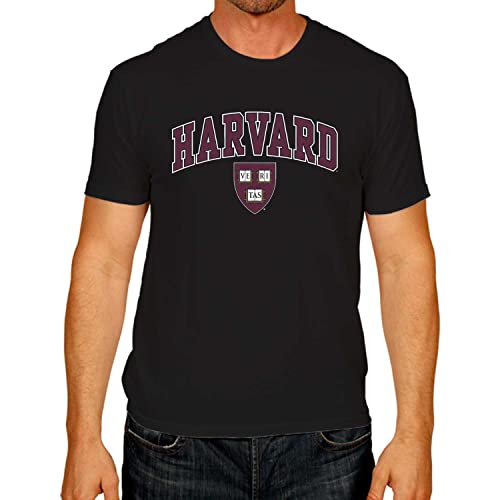 Campus Colors NCAA Adult Gameday Cotton T-Shirt - Premium Quality - Semi-Fitted Style - Officially Licensed Product (Harvard Crimson - Black, Small)