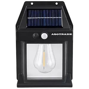 ASGTRADE Solar Wall Lights Outdoor Motion Sensor Auto Chargeable Exterior LED Sconce Front Porch Security Lamps Waterproof for Patio Garden (Pack of 1, Warm Yellow)
