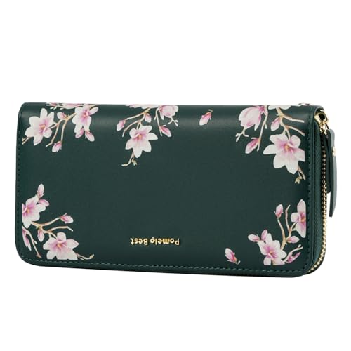 Image of Pomelo Best Wristlet Women Wallet Floral RFID Clutch Purse | Vegan Leather, Multi Credit Card, Large Capacity Zip Around Long Travel Wallets with Coin and Phone Pocket for Ladies