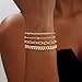Gold Bracelets for Women Waterproof, 14K Real Gold Jewelry Trendy Thin Dainty Stackable Bracelet Pack Fashion Accessories Gifts for Womens Dainty Bracelets Silver Jewelry Gifts for Women Christmas