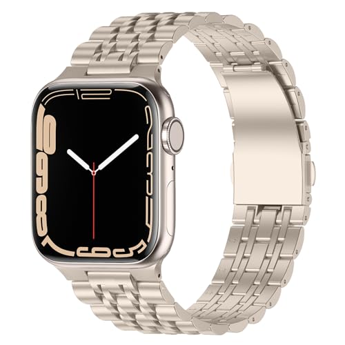 Bracelet Apple Watch métal lumière stellaire ajustable pour remplacer le silicone iWatch