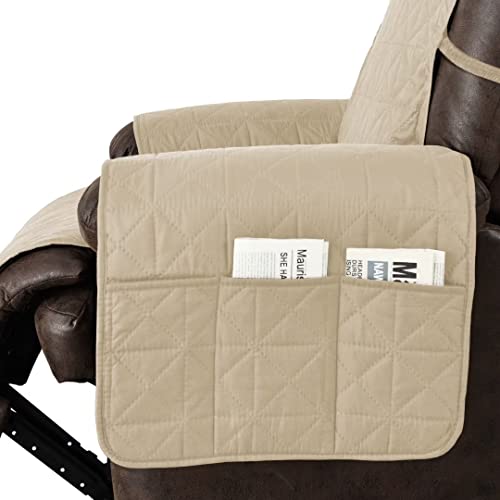 Yurihome Non-Slip Recliner Cover For Recliner Chair, Waterproof Recliner Sofa Slipcover Couch Cover Furniture Protector With Pocket And Elastic Straps For Pets Kids Dog Cat, 30"/Oversize, Beige #TOP6