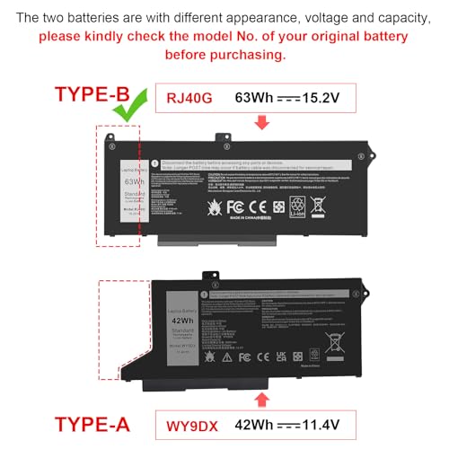 Image of Fancy Buying RJ40G 005R42 0WK3F1 0M3KCN M033W 01K2CF Laptop Battery Replacement for Dell Latitude 15 5520 Latitude 14 5420 Precision 15 3560 Series 075X16 WY9DX P137G P137G001 P104F P104F001