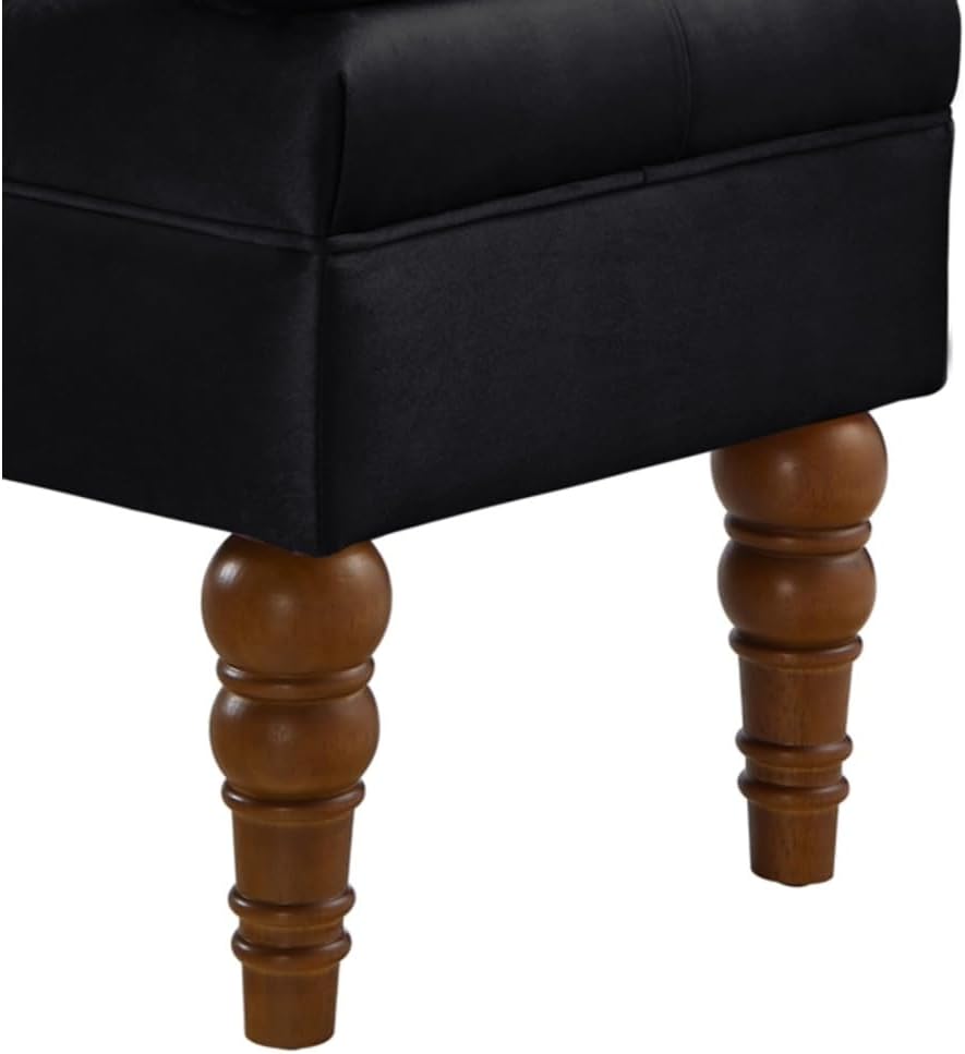 Velvet Long Bed Bench for Bedroom,Upholstered Window Bench with Tufted Button,Entryway Bench,Bolster Bench for Living Room (Black + Velvet + Foam)
