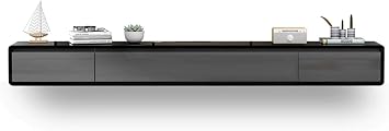 Modern Floating TV Unit Wall-Mounted TV Cabinet Floating TV Shelf TV Stand Component Shelf Wide Ceiling Storage Platform Slim TV Stand Wall-Mounted Nordic Style with Doors Easy Assembly Ideal