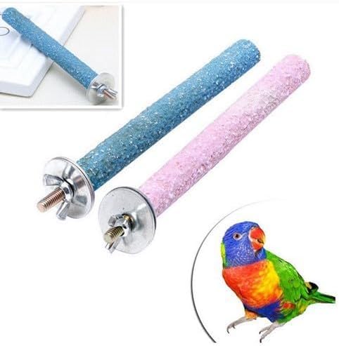 Image of Parrot Perch Stand, Natural Wood Bird Perch Stand Platform Paw Grinding Sticks, Cage Accessories Exercise Toys for Budgies Parakeets Cockatiels (Random Color 1Pc)