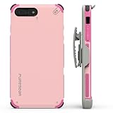 PureGear DualTek HIP Case for iPhone 8 Plus / 7 Plus, Durable Slim Protective Shock absorbing + 360° Swivel Belt Clip Holster + Adjustable Kickstand, Pink/Gray