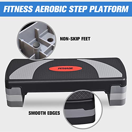 PITHAGE Step Up Exercise Platform Adjustable Step Platforms for Workout Non-Slip Stepper Aerobic Exercise Stepper for Fitness (B)
