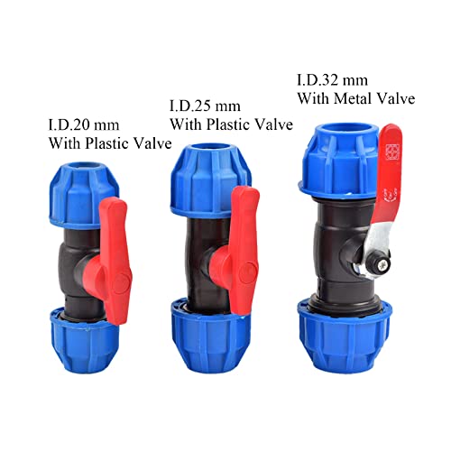 Válvula rápida de codo para regular el flujo de agua en tuberías de PE de 20mm 5
