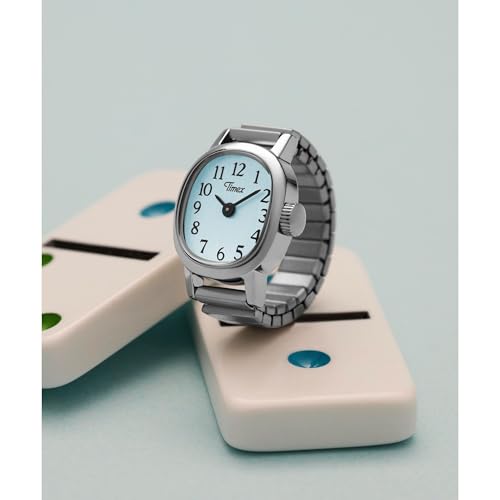 Image of TIMEX Cavatina Square 7mm Blue Dial Analog Women Ring Watch - TW2Y77200UJ