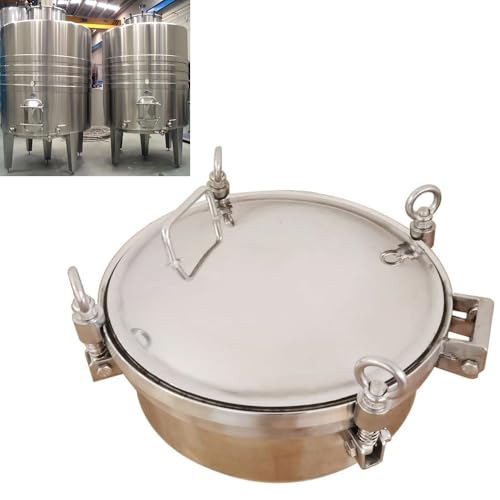 INTBUYING Stainless Steel Pressure Circular Manhole Pressure Sanitary Manhole Cover Tank Round Manway Door Dia 300mm(11.8inch) Round Pressure Manway Tank Door for Food Beverage Chemical Industrial