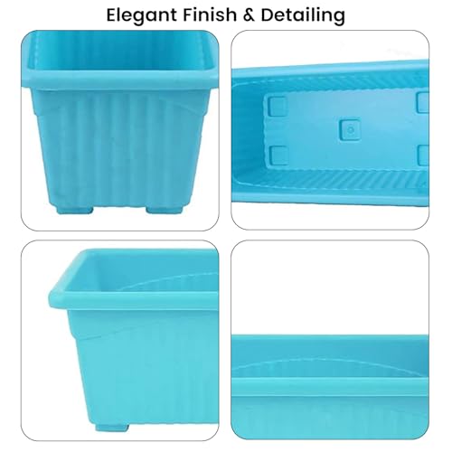 Image of Bianco Rectangular Plastic Pots for Plants, Jupiter Flower Pots for Home, Window Display, Garden (35 x 18.5 x 15 cm) (Multicolor) (Pack of 3)