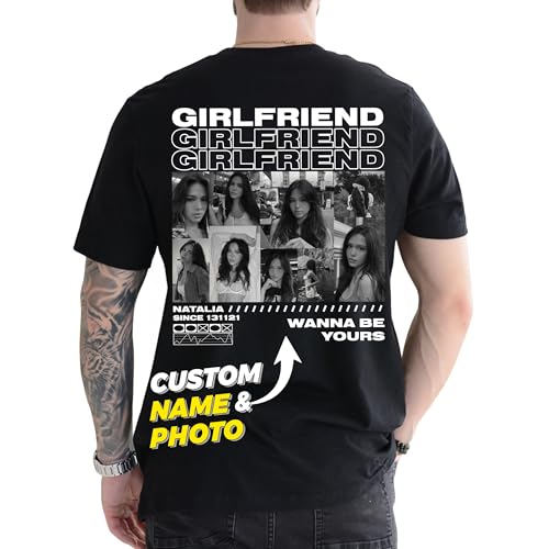 Custom Girlfriend T-Shirt with Face Photo - Personalized Vintage Bootleg Rap Tee - Custom Graphic Wife Husband Shirt - Unique Couple Gifts for Anniversary, Birthday, Valentine’s Day