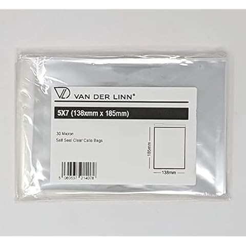 5 X 7 Cello Bags, VDL Self Seal Cellophane Display Envelopes for Cards and Prints 5X7 Inch (100) Cover