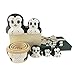 Set of 10 Big Belly Animal Penguin Wooden Handmade Nesting Dolls Matryoshka Russian Doll in a Box with Bow for Kids Toy Birthday Christmas New Year Gift Home Decoration