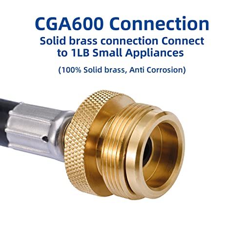 HSWD-12-Feet-Propane-Adapter-Extension-Hose-Connects-1-lb-Bulk-Portable-Appliance-to-20-lb-Propane-Tank-Propane-Conversion-Kit-for-QCC1-Propane-Tank-and-Most-LP-Gas-Grill-CSA-Certified