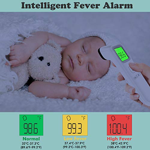 Medical Forehead Thermometer for Fever, Digital Infrared Non-Contact Thermometer with Instant Accurate Reading, Fever Alarm and Memory Function, for Baby, Kids and Adults