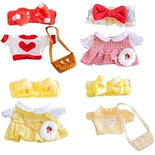 4 Set Clothes for Stuffed Animals Plush Stuffed Animal Clothes for Duck with Headbands, Skirts, Sweaters and Bags DIY Animal Accessories for Kids to Improve Hands-On Skills
