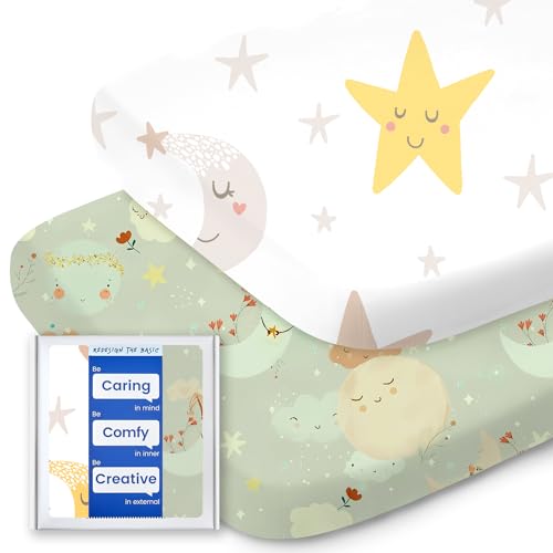 Image of Bassinet Sheets for Baby Boy Girl, TotBasic Buttery Soft Universal Bassinet Fitted Sheet, Compatible with Halo, Mika Micky, Baby Delight, Dream On Me, Maxi COSI and More Bassinet Mattress(Smilingstar)