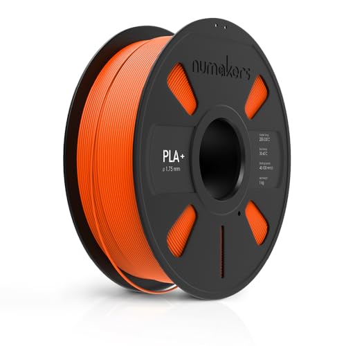 Image of NUMAKERS PLA+ 3D Printer Filament, 1.75mm, Dimensional Accuracy + /- 0.03 mm, 1 kg Spool (2.2 lbs), Compatible with Most FDM Printers (Fluorescent Orange)