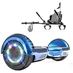 GeekMe Hoverboards 6.5" with Seat & Hoverkart - LED Lights, Bluetooth Speaker, Flashing Wheels - Gift for Children