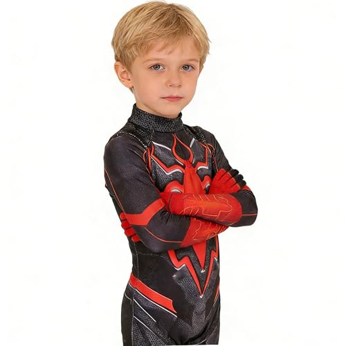 SUMOAR Kids Superhero Cosplay Bodysuit Halloween Spandex Costume（Black,4T