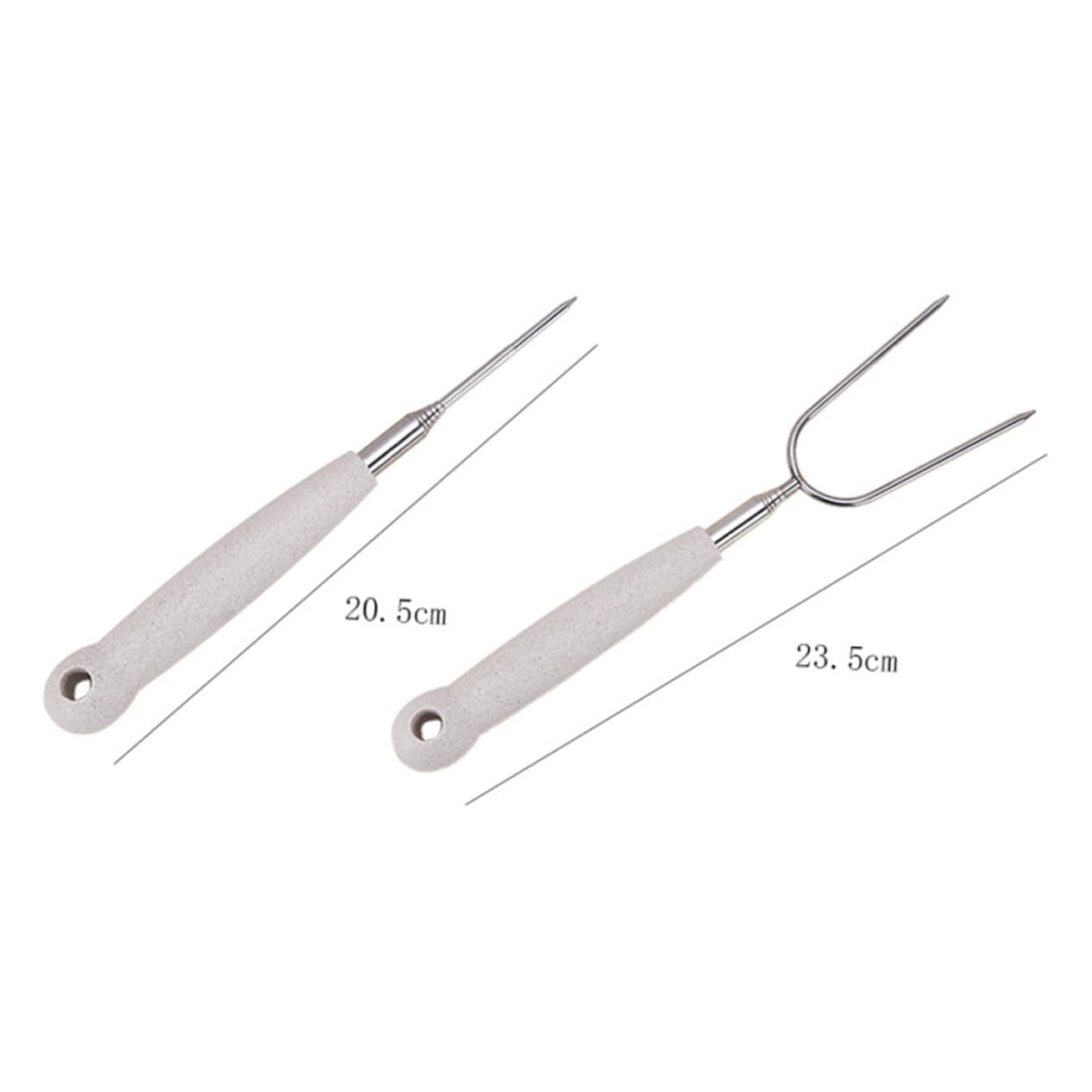 GALPADA 2pcs Outdoor BBQ Fork Stainless Steel Barbecue Forks Portable Double for Grilling Mores Sausages Vegetables and More