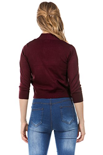 Image of Cielo Women's Soft Solid Open Front 3 /4 Sleeve Sweater Cardigan