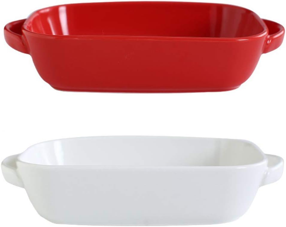 Hemoton 2pcs Oval Ceramic Baking Tray Gratin Cheesecake Plate High-temperature Resistant Kitchen Dish for Serving Desserts Salads and Hot Foods
