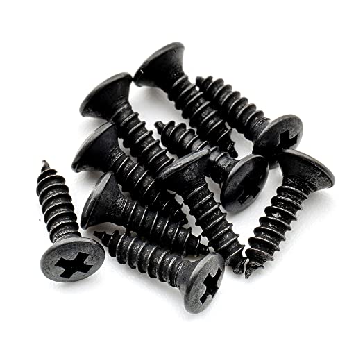 Musiclily Pro Metric 2.5x10mm Steel Countersunk Screws for Guitar Wood Mounting Black (Set of 10)