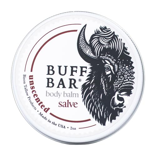 BUFF BAR Pure Bison Tallow Salve, Unscented, 1 Pack - No Irritating Ingredients, Simple & Clean, Body Butter, Full Body Hydration, Replaces Lotion, For Cracked, Dry, Itchy, Irritated Skin
