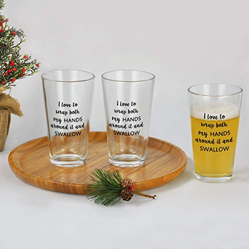 I Love To Wrap Both My Hands Around It And Swallow Beer Glass, Funny Beer Pint Glass - Birthday Gifts, Bachelorette Gifts, Christmas Gifts For Women, Friends, Girlfriends, Sister, Coworker #TOP4
