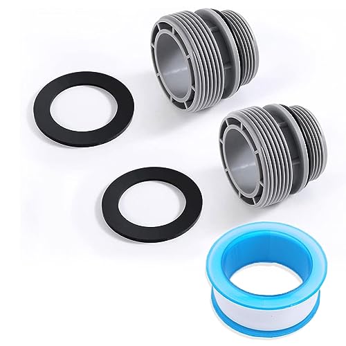 POOLCOMFT Pool Hose Adapter 1 1/4 inch to 1 1/2 inch, Convert 40mm F NPT to 1.5 inch Standard Hose, Converting Pool Pumps, Filters, Heat Pumps to 1 1/2 inch Hose with Screw-on nut (2 Pack)