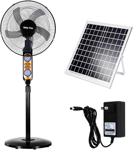 Ventilador De Pedestal Oscilante Solar De 16 Pulgadas, Ajustable, Silencioso, De 4 Velocidades, Para Uso Industrial, Comercial Y Residencial.