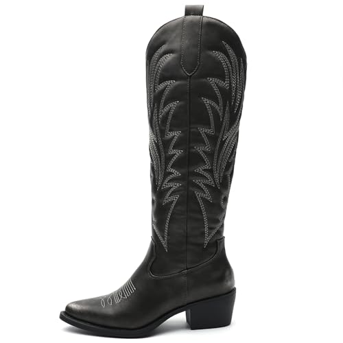 Image of GLOBALWIN Women's The Western Cowboy Cowgirl Embroidered Knee High Boots