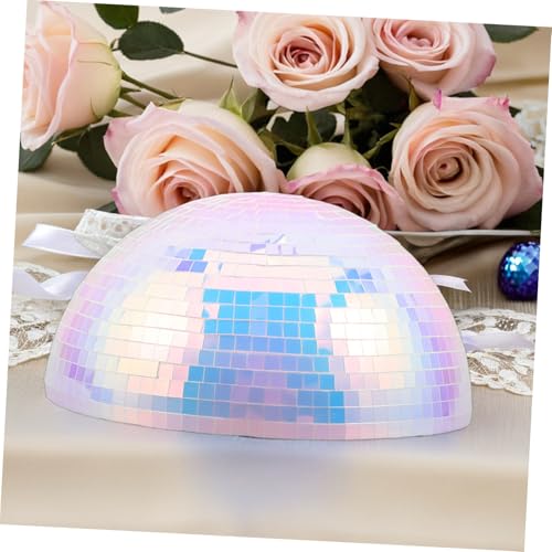 Bola espejada de medio globo INOOMP para decoración disco, 8 pulgadas, reflectante, de espuma y plástico, durabilidad excepcional, decoración versátil miniatura 4