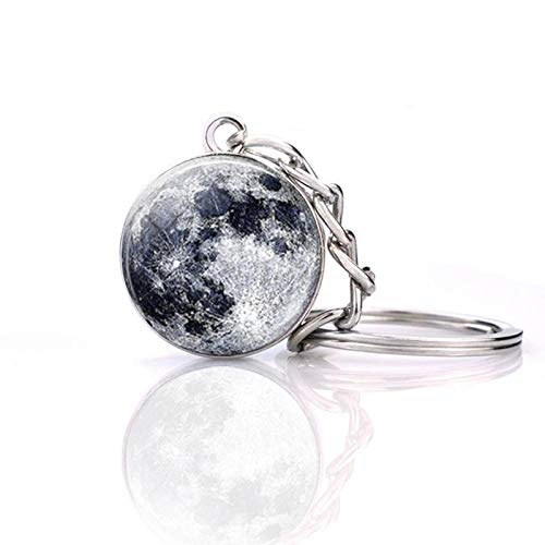 Jwpavilion Solar System Planet Keychain Accessories Pendant Glow In The Dark Galaxy Crystal Glass Ball Key Chain Rings Creative Gifts For Women Men Charms Luminous Globe Llaveros Keyring(Moon) #TOP3