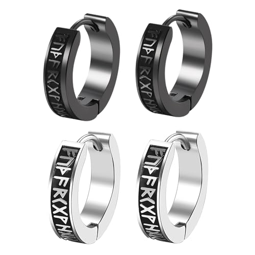 Aretes negros de acero inoxidable Aroncent de 4 a 14 mm en set de 6 pares