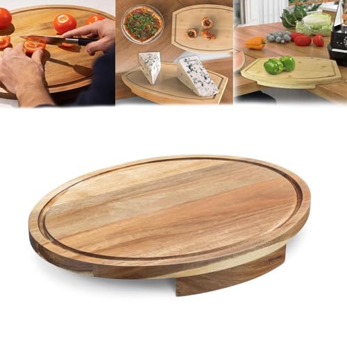 moytarcp Corner Cutting Board, Space Saving Wooden Corner Counter Cutting Board with Juice Groove
