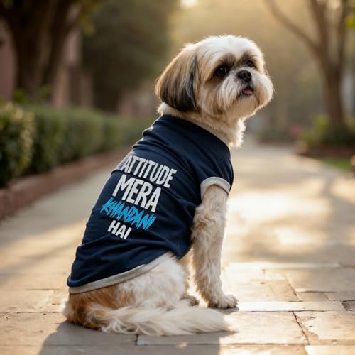 Image of JoyDaog Cozy Dog Winter Coat Blue Color 14 Inch(S)- inchAttitude Mera Khandani Hai inchPrinted Soft Cotton Trendy Apparel for Small Breeds | Indoor & Outdoor