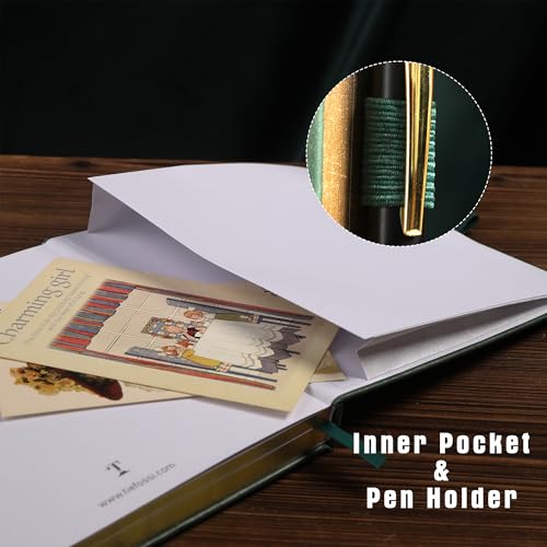 TIEFOSSI Dotted Journal Carnet de notes à pois pour homme et femme Couverture rigide en cuir PU Papier épais 160 g/m² 160 pages numérotées avec bordure dorée 20,4 x 20,4 cm – vue 4