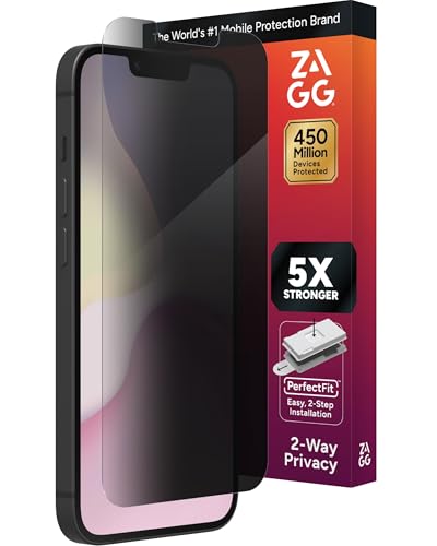 Image of ZAGG Glass Elite Privacy Screen Protector for iPhone 17e / 16e / 14 /13 / 13 Pro - 2-Way Privacy Filter, 5X Stronger, Fingerprint-Resistant, InvisibleShield, Easy Two-Step Installation