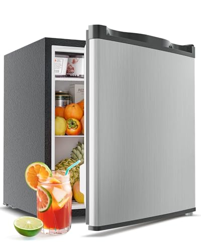 Image of Feelfunn Mini Fridge with Freezer - 1.7 Cu.Ft Single Door Mini Refrigerator with Adjustable Thermostat, Low Noise, Energy Saving, Small Fridge for Bedroom, Apartment, Dorm, Classroom, Office - Silver