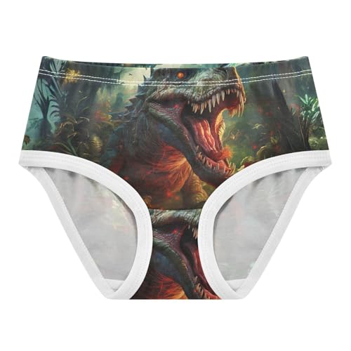 T Rex Dinosaur Jungle Green Panties for Girl Toddler Underwear Floral Cotton Animals Undies Kids Briefs 2t