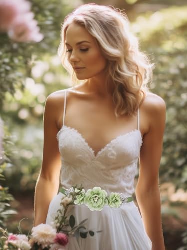 Wedding Bridal Belt Sash with Flower Rhinestone Pearl for Bride Bridesmaid Maternity Flower Dress3