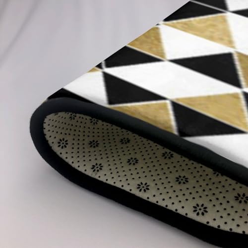 Tapis moderne à poils longs géométrique blanc et noir pour salon - 7