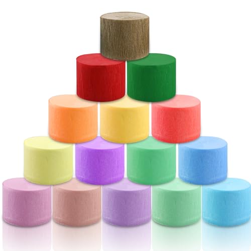 Asfrode 15 Rolle Krepppapier Bunt, 22m x 4,5cm Kreppbänder Maibaum Bänder...