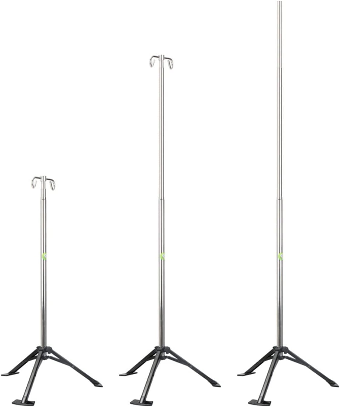 ZGRM IV Poles Stands Portable 2 Hook 3 Legs Stainless Steel Drip Stand 80-210cm Adjustable Height for Hospital and Home 7.4 : Industrial & Scientific