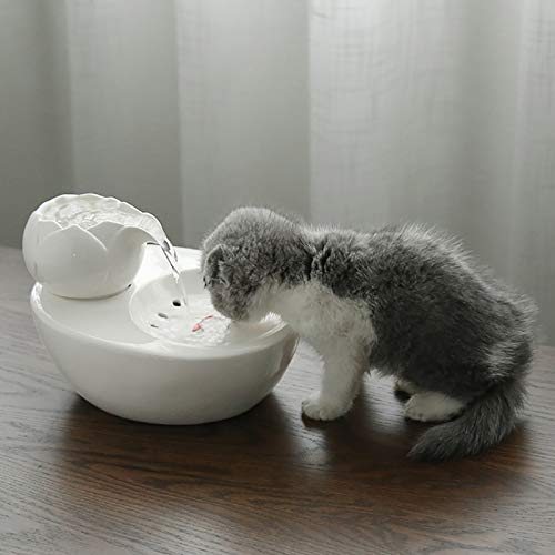 Fuente de agua eléctrica para gatos de cerámica 1.3 L miniatura 2