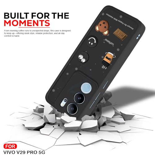 Image of AESTMO Back Case Cover for Vivo V29 / V29 Pro Cover | Cute Fun Cartoon 3D Ball | Coffee Silicone Case | Full Body Protection | Camera Protection Back Cover for Vivo V29 / V29 Pro (Black)